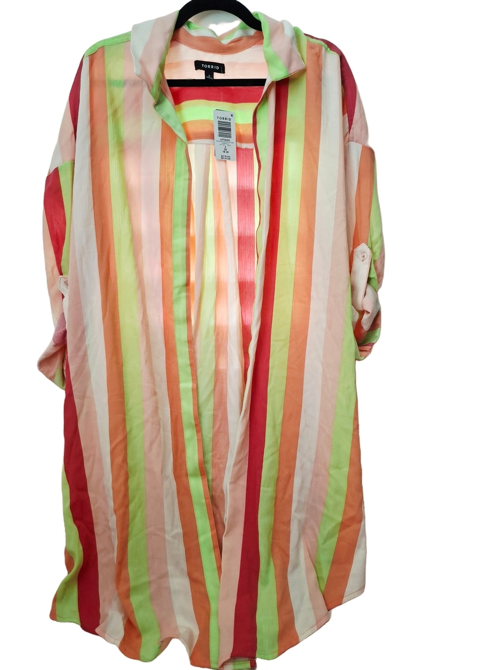 torrid Multicolor Striped Beachwear Resortcore Swimsuit Cover Up Sz 2X Nwt